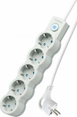 Бытовой удлинитель на 5 гнезд, длина шнура 3м. С заземлением и выключателем. Надежный корпус и контактная группа из латуни не деформируется – фото 1