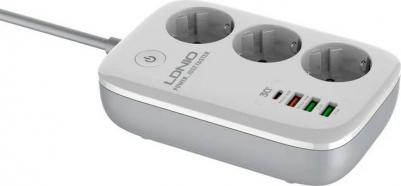 Сетевой удлинитель SEW3452 2м, Wi-Fi упр, 3 розетки 2500W, 4 USB: QC 3.0+PD 3.0 30W, White – фото 10