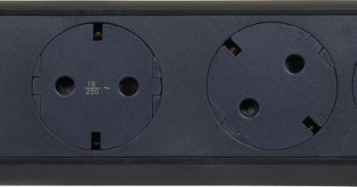 Удлинитель с заземлением 3 розетки с кабелем 1,5 м, с кнопкой включения и поворотным основанием, цвет: черный, арт. 694528