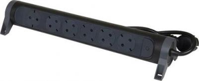 Удлинитель с заземлением 6 розеток с кабелем 3 м., с кнопкой включения и поворотным основанием, цвет: черный, арт. 694540 – фото 1