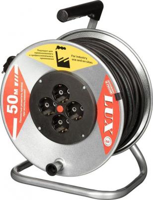катушка Удлинитель на катушке металл КГ 3x1.5 кв.мм 50 м 16 А 3520 Вт IP20 с заземлением 4 розетки 44150