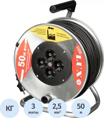 катушка Удлинитель на катушке металл КГ 3x2.5 кв.мм 50 м 16 А 3520 Вт IP20 с заземлением 4 розетки 45150 – фото 3