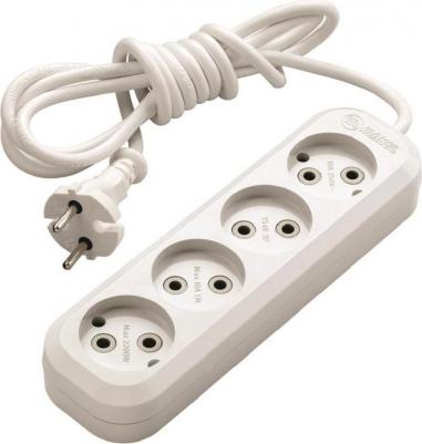 Удлинитель сетевой плоский 4 гнезда на 2м – фото 1