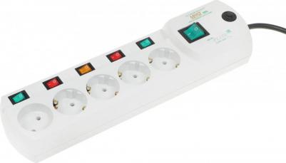 Сетевые фильтры Сетевой фильтр ERG 5м (5 розеток) белый – фото 2