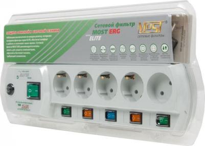 Сетевой фильтр ERG 2м (5 розеток) белый – фото 2