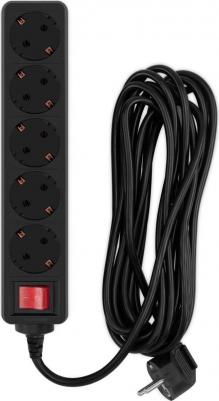 Сетевые фильтры Сетевой фильтр AP01006-5-BK 5м (5 розеток) черный – фото 1