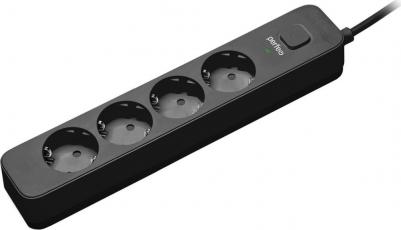 Сетевой фильтр Power Stream, 2500W, 5,0м, 4 розетки, черный