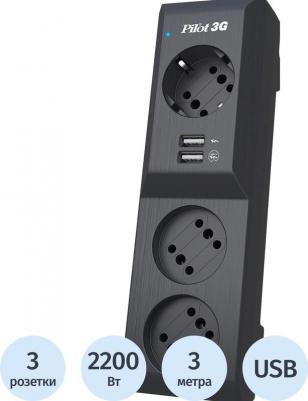 Сетевые фильтры Сетевой фильтр 3G 3м (3 розетки) черный – фото 13