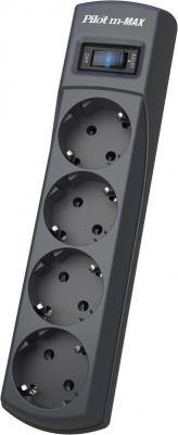 Сетевые фильтры Сетевой фильтр m-MAX 10м (4 розетки) черный – фото 1