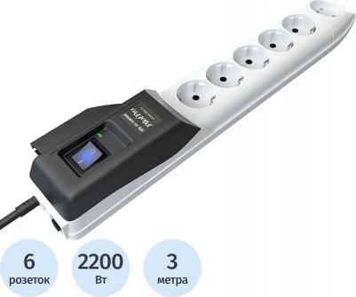 Сетевой фильтр PRO 3м (6 розеток) белый – фото 14
