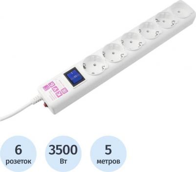 Сетевые фильтры Сетевой фильтр SPG-16B-5М-WHITE 5м белый – фото 1