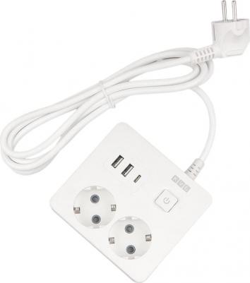 Удлинитель 2 розетки + USB 1.9 м с заземлением и выключателем 4660308300026 – фото 2