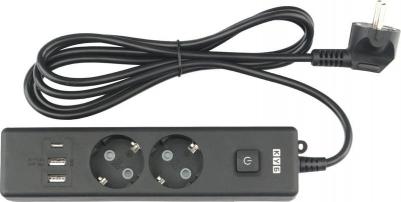 Удлинитель 2 розетки + USB 1.9 м с заземлением и выключателем 4660308300118 – фото 1