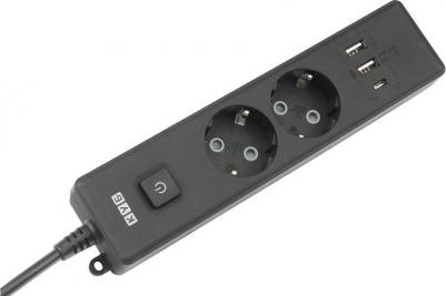 Удлинитель 2 розетки + USB 1.9 м с заземлением и выключателем 4660308300118 – фото 2