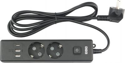 Удлинитель 2 розетки + USB 1.9 м с заземлением и выключателем 4660308300118 – фото 2