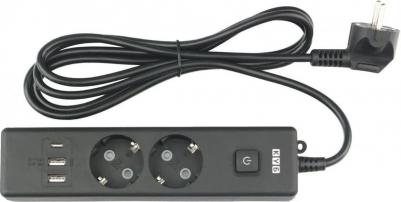 Удлинитель 2 розетки + USB 1.9 м с заземлением и выключателем 4660308300118 – фото 2