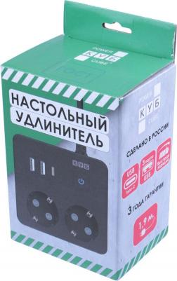 Удлинитель 2 розетки USB 1,9 м с заземлением и выключателем (PC-1B-2M) – фото 4