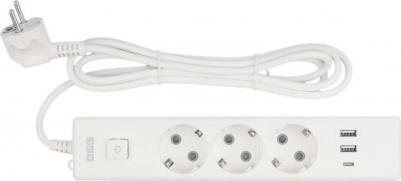 Удлинитель 3 розетки + USB 1.9 м с заземлением и выключателем 4660308300040 – фото 1