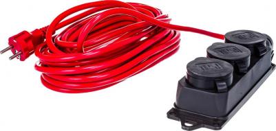 Влагозащищённый силовой удлинитель на 3 розетки с заземлением "Куб" PC-3G-3B-10(IP), 3500Вт, 16А, 10 метров