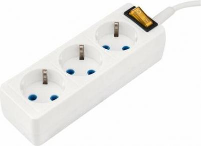 Удлинитель 3 гнезда, 3 м, 3х0.75 мм?, с/з, с кнопкой, белый, цена за 1 шт – фото 2