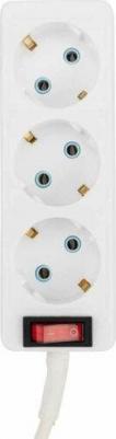 Удлинитель 3 гнезда, 3 м, 3х0.75 мм?, с/з, с кнопкой, белый, цена за 1 шт