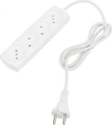 Удлинитель OPTIMA 4 гнезда, 1.5 м, 2х0.75 мм?, б/з, белый, цена за 1 шт