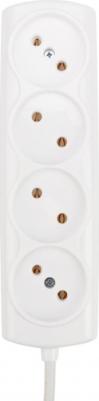 Удлинитель OPTIMA 4 гнезда, 1.5 м, 2х0.75 мм?, б/з, белый, цена за 1 шт – фото 2