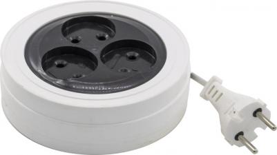 Сетевой удлинитель "рулетка" 3 розетки шввп 2x0,75мм?, 6а, б/з, 5м, 89-0-021