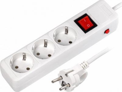 Сетевой фильтр 16А, 3500 Вт, 3 гнезда, без з/ш, с з/к, ПВС, 1,8 м, белый, цена за 1 шт