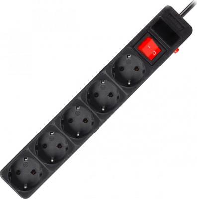 Сетевой фильтр 16А, 3500 Вт, 5 гнезд, без з/ш, с з/к, ПВС 3x1.0 мм?, 5 м, черный, цена за 1 шт – фото 2