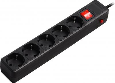 Сетевой фильтр 16А, 3500 Вт, 5 гнезд, без з/ш, с з/к, ПВС 3x1.0 мм?, 5 м, черный, цена за 1 шт – фото 3