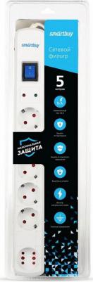 Сетевой фильтр, 16А, 3500 Вт, 6 гнезд, с з/ш, земля, ПВС 3x1.0, 5 м, белый, цена за 1 шт – фото 2