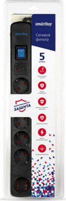 Сетевой фильтр, 16А, 3500 Вт, 6 гнезд, с з/ш, земля, ПВС 3x1.0, 5 м, черный, цена за 1 шт – фото 1