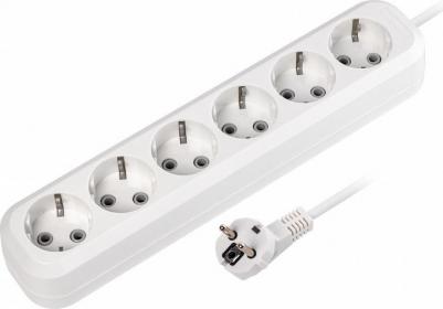 Удлинитель, 6 гнезд 3 метра 16А/3,5кВт с заземлением ПВС 3х1,0, цена за 1 шт – фото 1