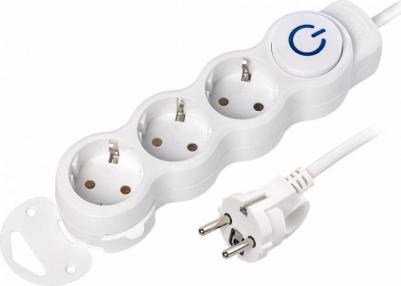 Удлинитель New, 3 гнезда, 1.5 м, 16А/3,5кВт с выкл. и заземлением ПВС 3х1,0 мм?, цена за 1 шт – фото 1