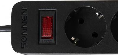 Сетевой фильтр SPB-185, 5 розеток с заземлением, выключатель, 10 А, 1,8 м, черный – фото 4