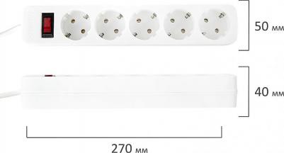 Сетевой фильтр SPW-305, 5 розеток с заземлением, выключатель, 10 А, 3 м, белый – фото 4
