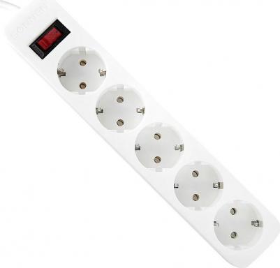 Сетевой фильтр SPW-305, 5 розеток с заземлением, выключатель, 10 А, 3 м, белый – фото 8