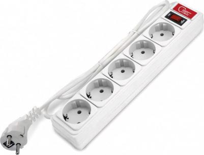 Удлинитель с сетевым фильтром 5х1.5м 10А ПВС 3х0.75 бел. 1324
