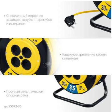 S-215 ПВС 2х1.5 30м 3500Вт, Силовой удлинитель на катушке (55072-30) – фото 3