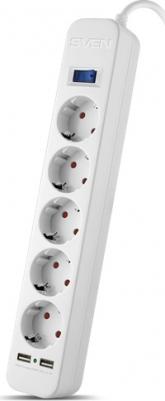 Фильтр SF-05LU 1,8 м 5 евро розеток,2 USB 2.4А, черный, цветная коробка SV-018832 – фото 11