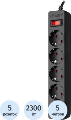 Сетевой фильтр SF-05E 5 розеток 5.0 м черный (SV-021573) – фото 1