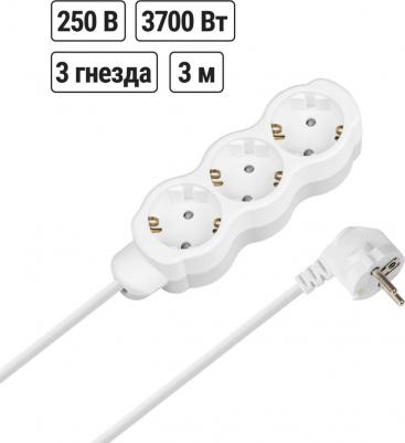 Удлинитель бытовой Люкс 3 гнезда, 3 м, с/з, с з/ш, ПВС 3х1,5 мм2, 16 А, 250 В, 3700 Вт У1-23171, цена за 1 шт