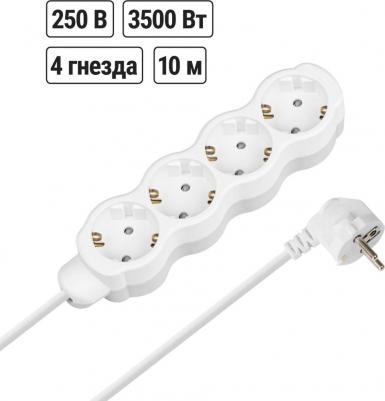 Удлинитель бытовой Люкс 4 гнезда, 10 м, с/з, с з/ш, ПВС 3х1 мм2, 16 А, 250 В, 3500 Вт У1-43053, цена за 1 шт