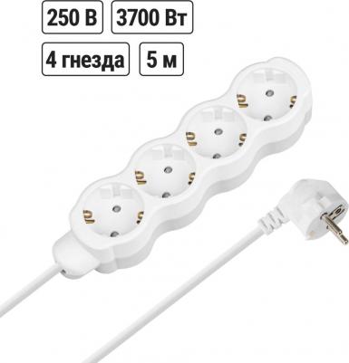 Удлинитель бытовой Люкс 4 гнезда, 5 м, с/з, с з/ш, ПВС 3х1,5 мм2, 16 А, 250 В, 3700 Вт У1-43172, цена за 1 шт