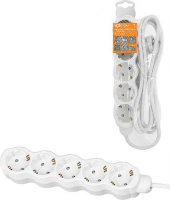 Удлинитель бытовой Люкс 5 гнезд, 2 м, с/з, с з/ш, ПВС 3х1 мм2, 16 А, 250 В, 3500 Вт У1-53054, цена за 1 шт – фото 1