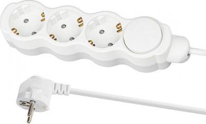 Удлинитель бытовой Люкс с выкл., 3 гнезда, 5 м, с/з, с з/ш, ПВС 3х1 мм2, 16 А, 250 В, 3500 Вт У1-33058, цена за 1 шт – фото 1