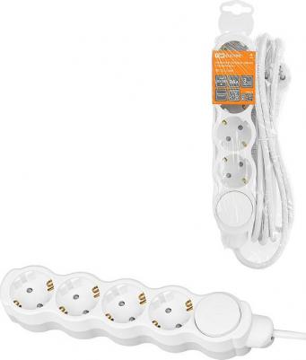 Удлинитель бытовой Люкс с выкл., 4 гнезда, 3 м, с/з, с з/ш, ПВС 3х1 мм2, 16 А, 250 В, 3500 Вт У1-43059, цена за 1 шт – фото 1