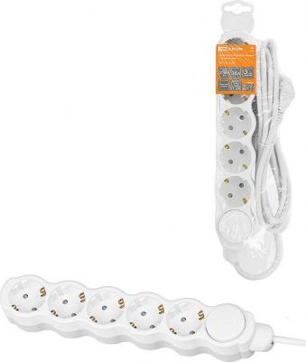 Удлинитель бытовой Люкс с выкл., 5 гнезд, 5 м, с/з, с з/ш, ПВС 3х1,5 мм2, 16 А, 250 В, 3700 Вт У1-63223, цена за 1 шт – фото 1