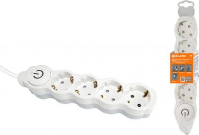 Удлинитель бытовой Люкс УЛ04В выкл, 4 гнезда, 3м, с/з, с з/ш, ПВС 3х1мм2 16А/250В бело-серый, цена за 1 шт